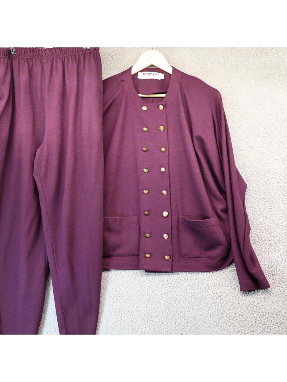 Tapemeasure Wool 2 Piece Jacket Pants Women Medium Made USA